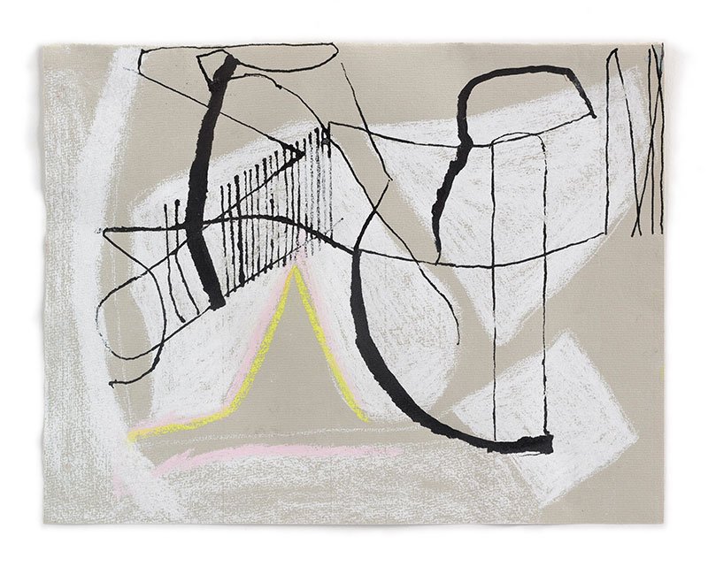 Zeichnung © JanaTroschke | 31-12-25 | Tusche Pastellkreide farbiges Papier | 24 x 31